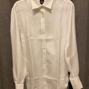 Boss Women’s / Unisex White Relaxed Fit Button Down Silk Shirt